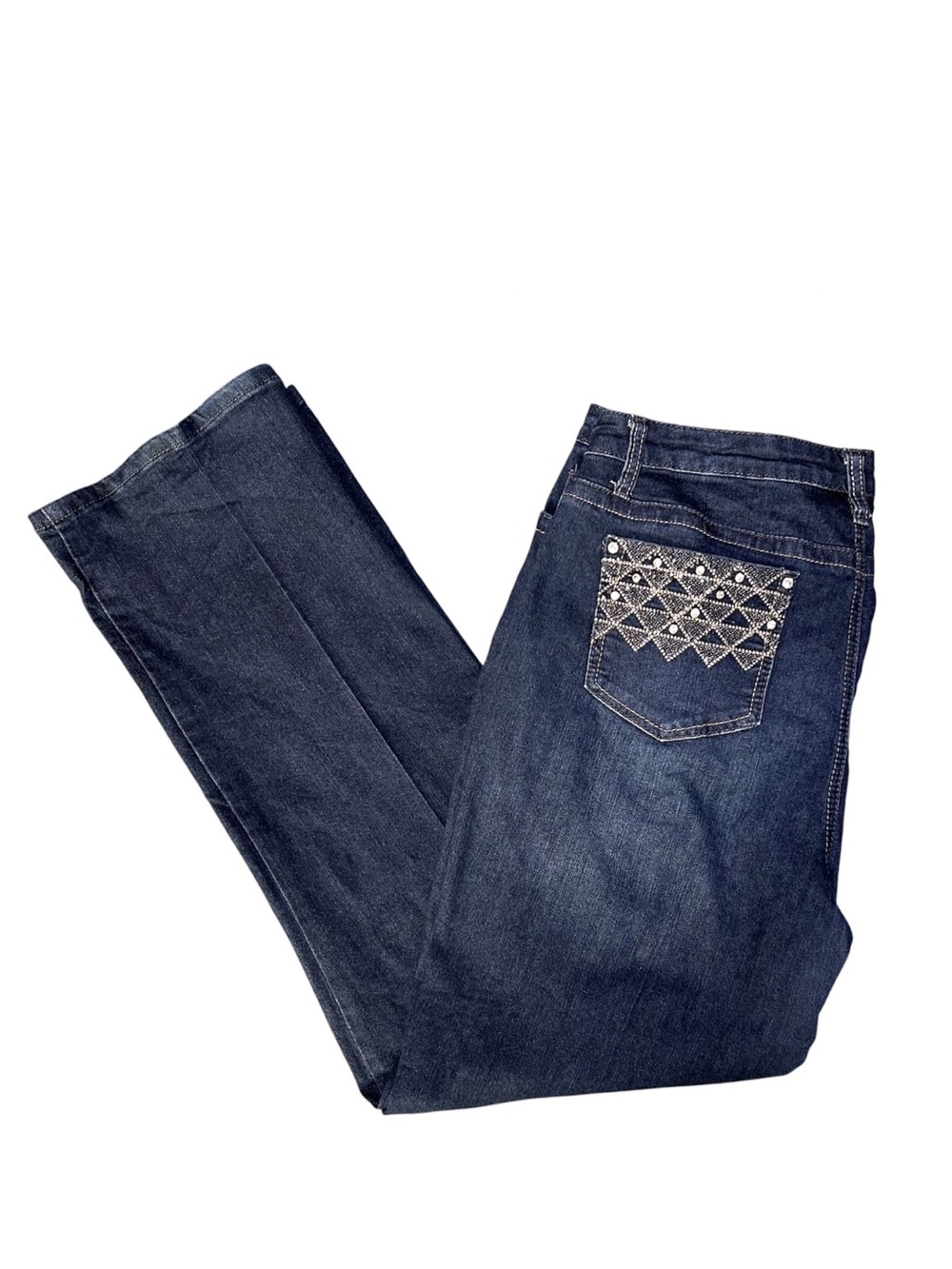 Earl Jeans Womens Sz 16 dark blue mid rise stretch denim straight leg #274
